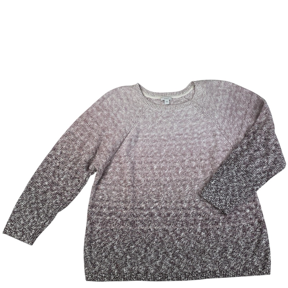 Pure Jill Women's Large Ombre Marled Knit Sweater Purple Gray Long Sleeve